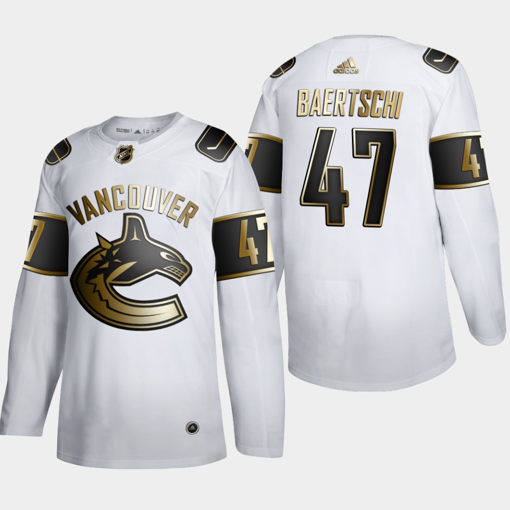 Men Vancouver Canucks 47 Sven Baertschi Adidas White Golden Edition Limited Stitched NHL Jersey